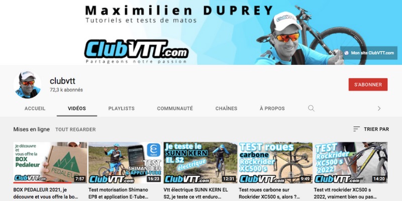 Chaine youtube pour VTTistes