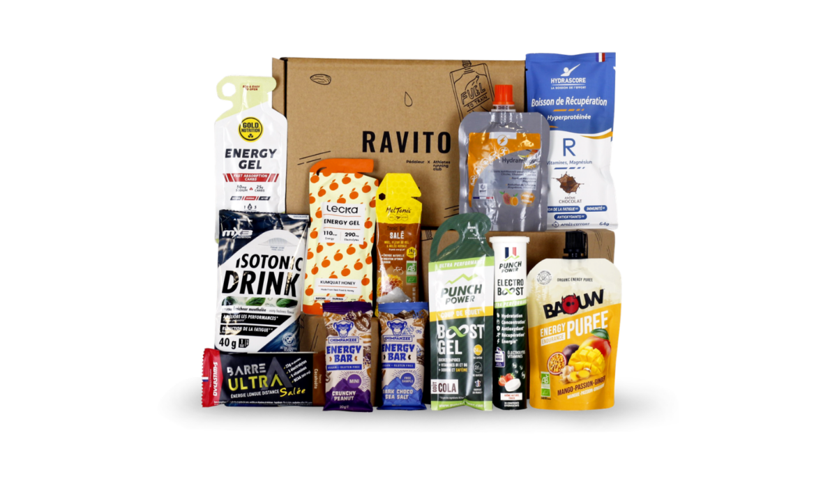 Produits de nutrition pour les cyclistes dans la Box RAVITO Pédaleur et Athletes running club